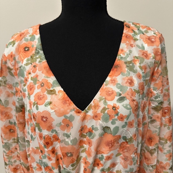 **INC INTERNATIONAL CONCEPTS* Plus Orange Floral Long Sleeve Dress Size 16 - Picture 3 of 8